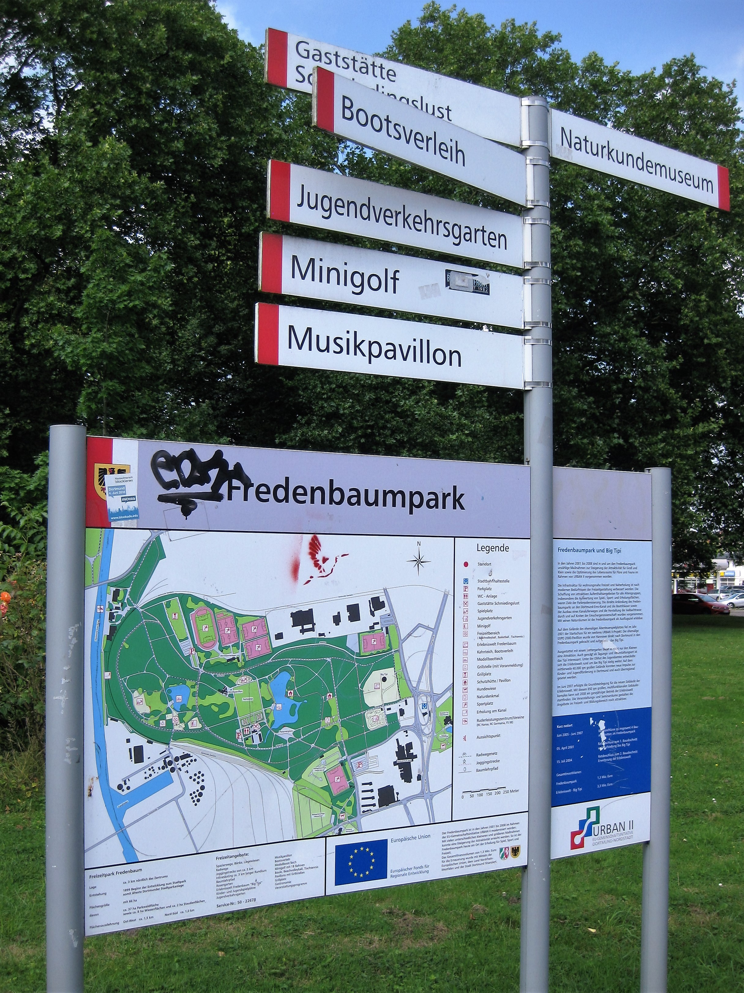 Wegweiser Fredenbaumpark Dortmund